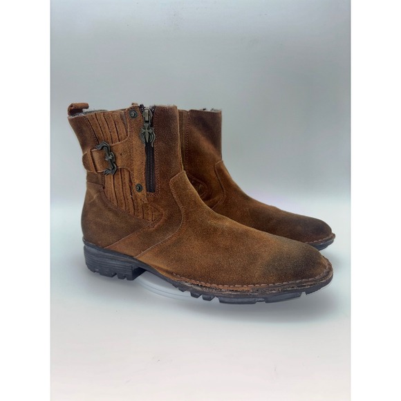 MARK NASON Lounge U Rock Boot‎ Cross Brown Suede Leather Shoe Mens Buckle Chukka